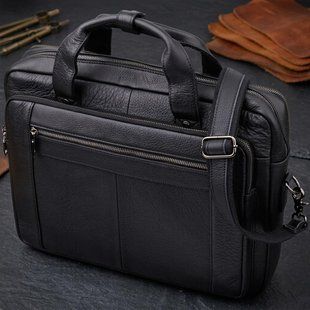 Зручний портфель для чоловіків з натуральної шкіри Vintage 23042 Чорний
