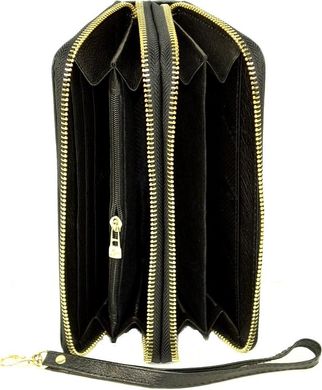 Многофункциональный  женский кошелек-барсетка из натуральной кожи De Loris 10149, Черный