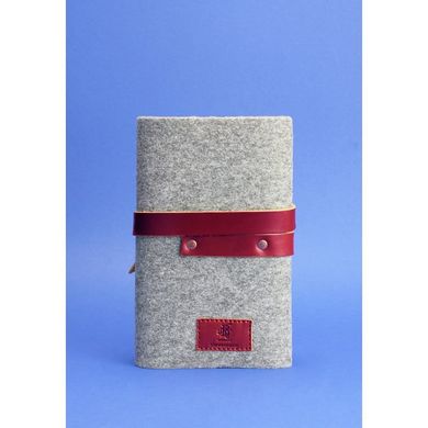 Натуральная кожаный блокнот (Софт-бук) 1.0 серый фетр + бордовая кожа, виноград Blanknote BN-SB-1-st-flt-vin