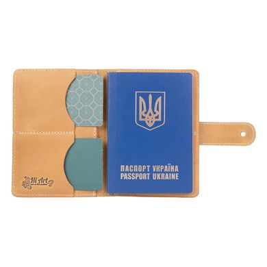 Кожаное портмоне для паспорта / ID документов HiArt PB-03S/1 Shabby Honey "Mehendi Art"