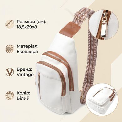 Топовая слинг сумка для женщин из экокожи Vintage 22746 Белый