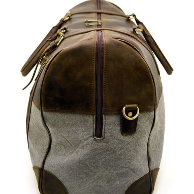 Дорожная сумка-баул из кожи Crazy Horse и ткани Canvas RGj-1633-4lx TARWA Черный