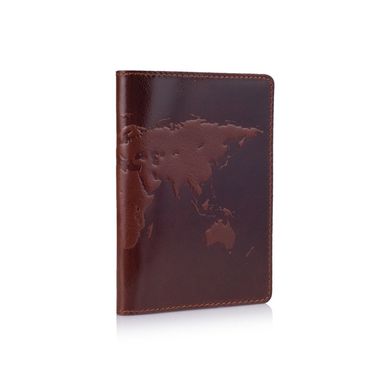 Оригинальная дизайнерская кожаная обложка для паспорта ручной работы коньячного цвета с отделом для ID документов