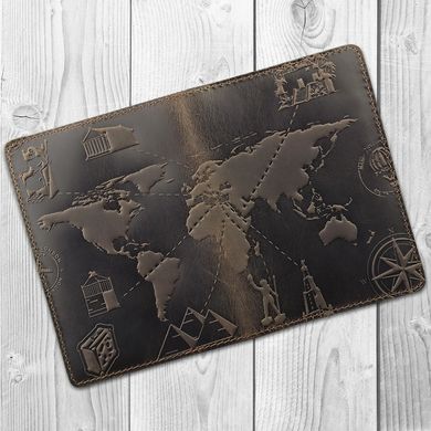Оригинальная кожаная зеленая обложка для паспорта с художественным тиснением и отделением под банковские карты