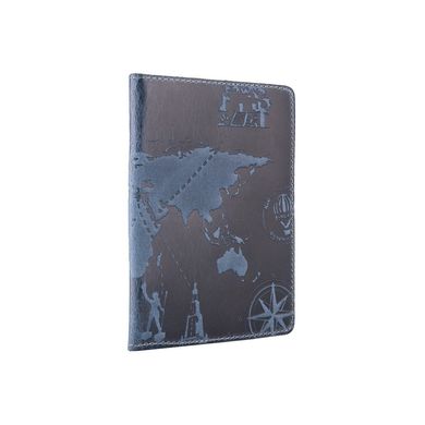 Дизайнерська шкіряна обкладинка для паспорта блакитного кольору, колекція "7 wonders of the world"