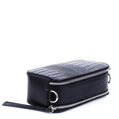 Женская черная маленькая кожаная сумка на плечо с текстурой рептилия Grays F-CR-BB-4503A Черный