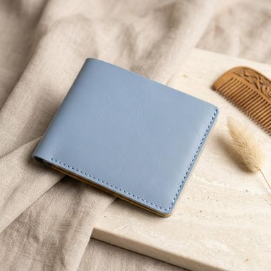 Оригинальный кожаный кошелек комби двух цветов Сердце GRANDE PELLE 16739 Желто-голубой
