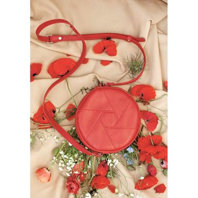 Натуральная кожаная круглая женская сумка Бон-Бон красная Blanknote BN-BAG-11-red