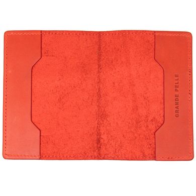 Яркая кожаная обложка на паспорт GRANDE PELLE 11483 Красный
