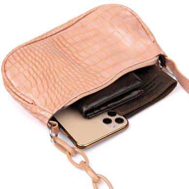 Компактна сумка-багет з шкірозамінника під екзотику Vintage sale_14926 Рожева