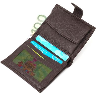 Компактний чоловічий вертикальний гаманець із натуральної шкіри флотар BOND 22002 Коричневий