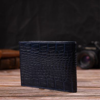 Гарний гаманець для чоловіків з натуральної шкіри з тисненням під крокодила CANPELLINI 21924 Синій