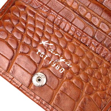 Надійний чоловічий гаманець із фактурної шкіри під рептилію KARYA 21058 Коричневий