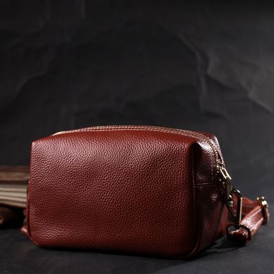 Оригинальная женская сумка с двумя ремнями из натуральной кожи Vintage 22273 Коричневый