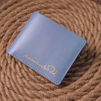 Оригінальний шкіряний гаманець комбі двох кольорів Серце GRANDE PELLE 16739 Жовто-блакитний