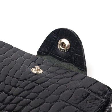 Стильное мужское портмоне в два сложения из натуральной фактурной кожи с тиснением под крокодила CANPELLINI 21572 Черное