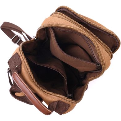 Удобный текстильный рюкзак с уплотненной спинкой и отделением для планшета Vintage 22167 Коричневый