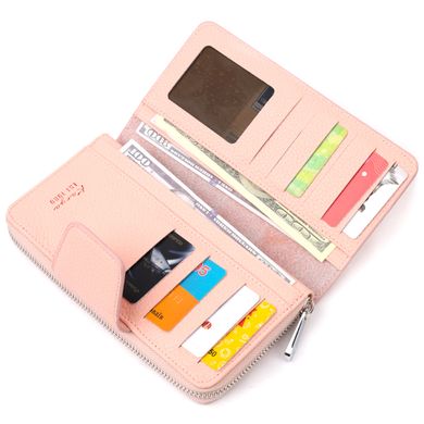 Зручний вертикальний жіночий гаманець з натуральної шкіри KARYA 21158 Рожевий