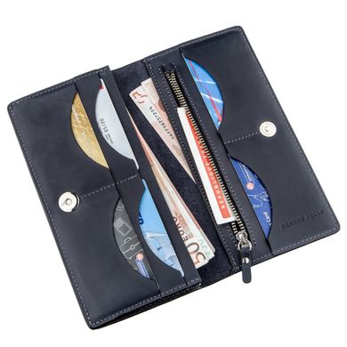 Вертикальний гаманець унісекс на магніті GRANDE PELLE 11211 Синій