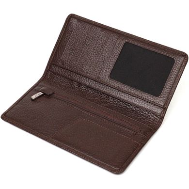Вертикальний вузький чоловічий гаманець із натуральної зернистої шкіри BOND 22052 Коричневий