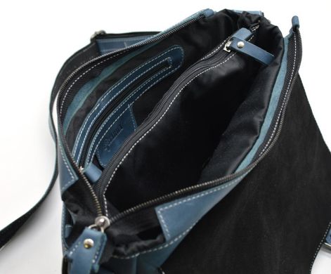 Мессенджер зі шкіри крейзі хорс, наплічна сумка TARWA, RK-6002-3md Синій