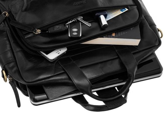 Чоловіча шкіряна сумка для ноутбука Rovicky LAP513CCVT чорна