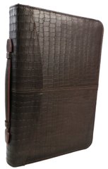 Шкіряна папка для документів під крокодила Portfolio Port1017 коричнева