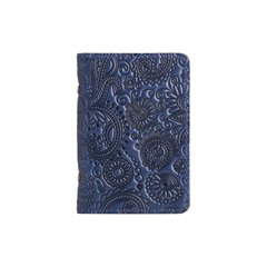 Дизайнерская обложка-органайзер для ID паспорта и других документов с глянцевой кожи голубого цвета