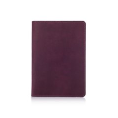 Фиолетовая обложка для паспорта с натуральной кожи с отделением под карты