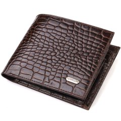 Горизонтальний чоловічий гаманець середнього розміру з натуральної шкіри з тисненням під крокодила CANPELLINI 21860 Коричневий