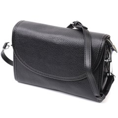 Стильная женская кожаная сумка с полукруглым клапаном Vintage 22259 Черная