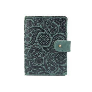 Кожаное портмоне для паспорта / ID документов HiArt PB-03S/1 Shabby Alga "Buta Art"