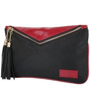 Клатч женский из качественного кожезаменителя LASKARA (ЛАСКАРА) LK10202-black-red Черный
