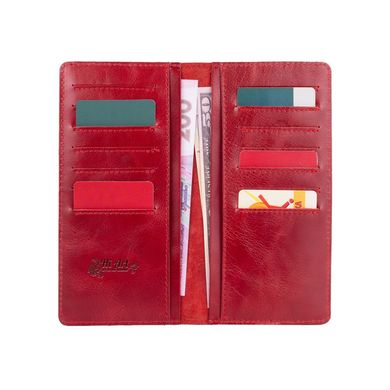 Ергономічний дизайнерський червоний шкіряний гаманець на 14 карт, колекція "Mehendi Art"