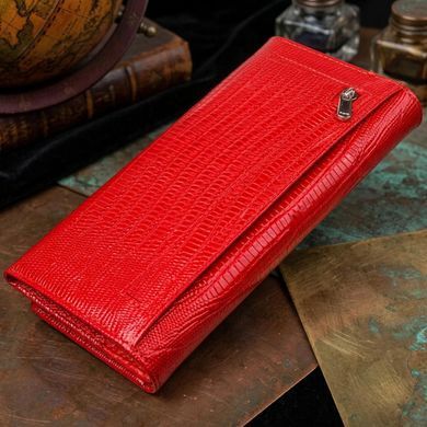 Лакований гаманець для жінок із натуральної фактурної шкіри CANPELLINI 21609 Червоний