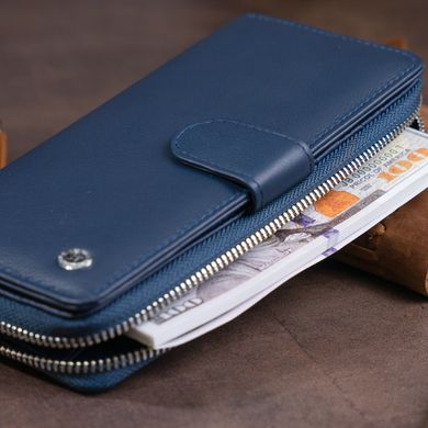 Вертикальний місткий гаманець зі шкіри унісекс ST Leather 19301 Синій