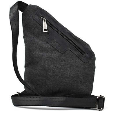 Мужская сумка-слинг через плечо микс канваса и кожи TARWA RAG-6402-3md Черный