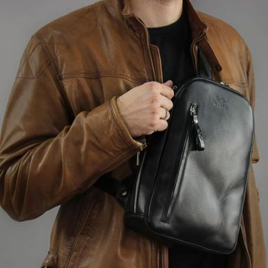 Мужская кожаная сумка Chest bag черная Blanknote TW-Chest-bag-black-ksr