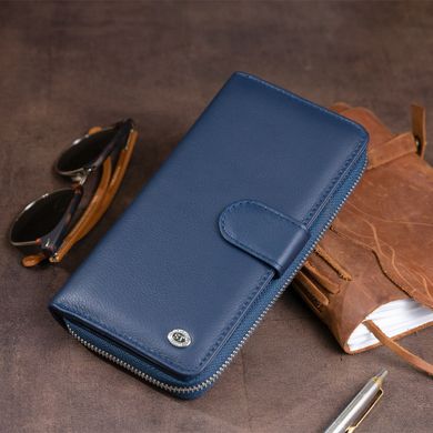 Вертикальний місткий гаманець зі шкіри унісекс ST Leather 19301 Синій