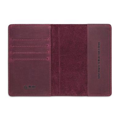 Фіолетова обкладинка для паспорта з натуральної шкіри з відділенням під карти