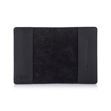 Дизайнерская кожаная обложка для паспорта черного цвета, коллекция "Mehendi Classic"