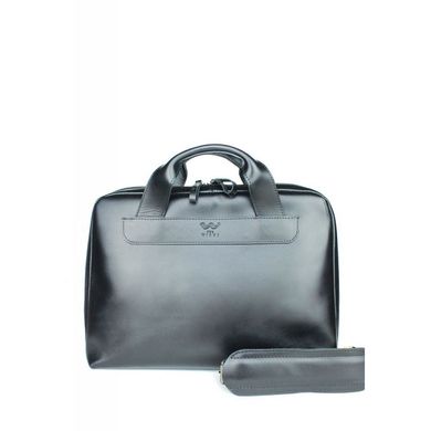 Натуральная кожаная деловая сумка Attache Briefcase черный Blanknote TW-Attache-Bri-black-ksr
