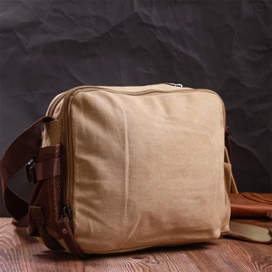 Функціональна чоловіча сумка месенджер із щільного текстилю Vintage 22206 Пісочний