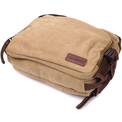 Функциональная мужская сумка мессенджер из плотного текстиля Vintage 22206 Песочный