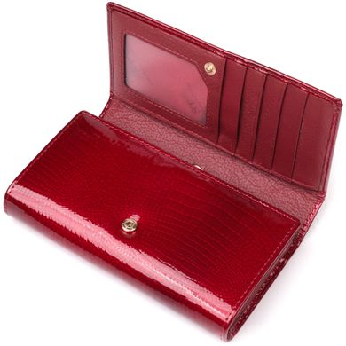 Яркий женский кошелек из лакированной кожи с визитницей ST Leather 19405 Красный