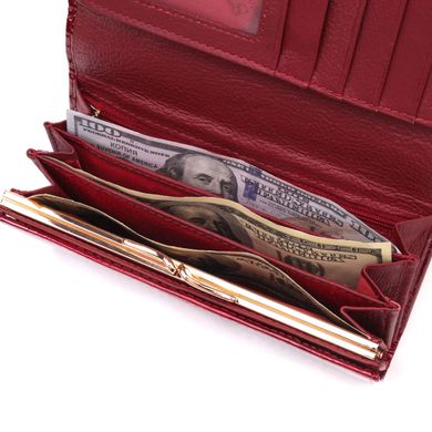 Яскравий жіночий гаманець із лакованої шкіри з візитницею ST Leather 19405 Червоний