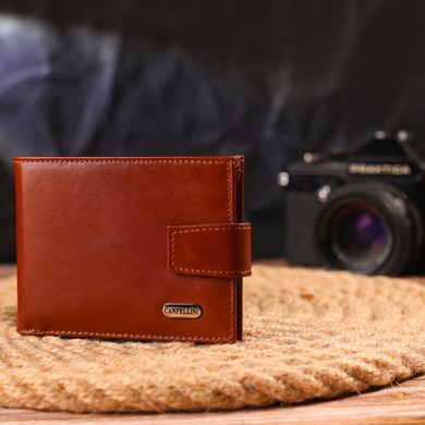 Компактний чоловічий гаманець із натуральної гладкої шкіри CANPELLINI 21508 Світло-коричневий