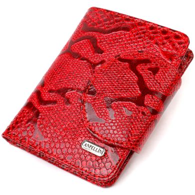 Лаковане жіноче портмоне середнього розміру з натуральної шкіри з тисненням під змію CANPELLINI 21810 Червоне