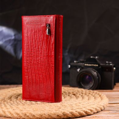 Лакированный кошелек для женщин из натуральной фактурной кожи CANPELLINI 21609 Красный