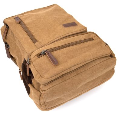 Рюкзак текстильный дорожный унисекс на два отделения Vintage 20614 Песочный